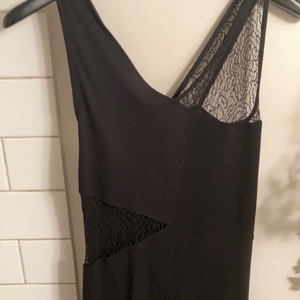 French Connection LBD with lace cutout and strap